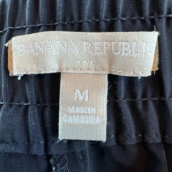 Banana Republic Sz. M Black Ankle Pants Elastic Waist Drawstring Tan Geometric - Picture 4 of 7